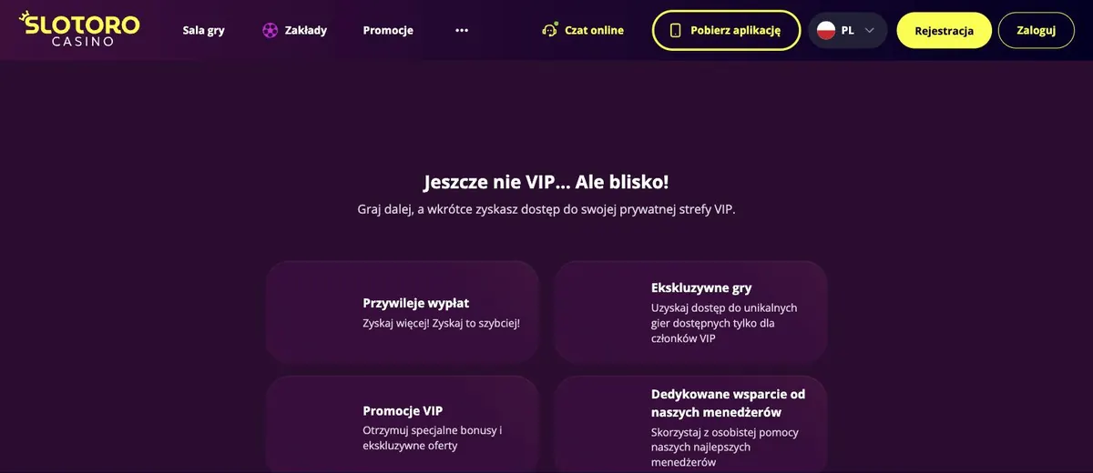 Slotoro opinie - strefa VIP z przywilejami